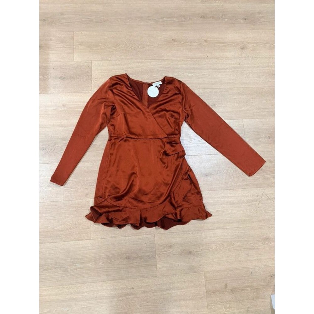 Brown Long Sleeve Romper Dress